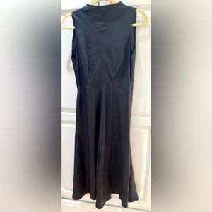 Elegant/Retro tailored made 100% silk Black/grey Sleeveless A-line Dress XS